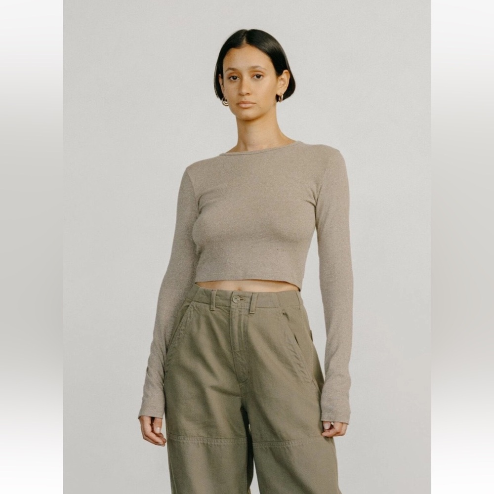OZMA Tea Lia Raw Silk Long Sleeve Top XS